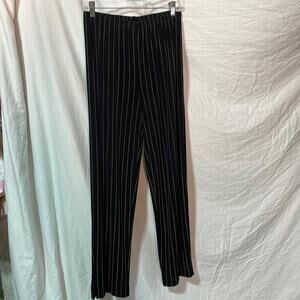 Chico’s Travelers 0 black brown strip stretchy elastic waist pants euc